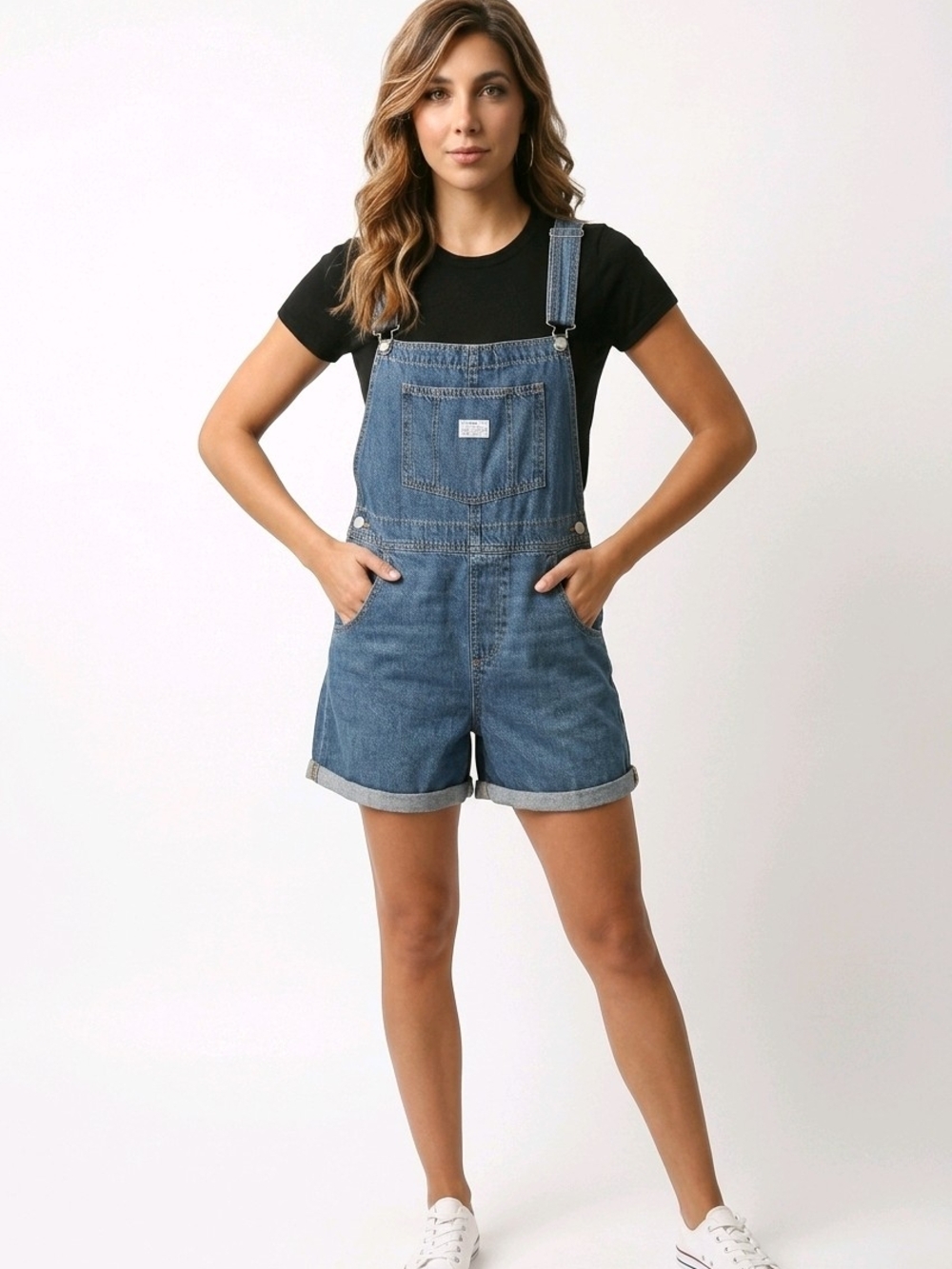 Levi's Strauss & Co. Women’s Blue Denim Overall Shorts Romper M Pockets